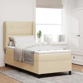 Cama Box Spring con Colchón Crema 90x200 cm Tela by , Beds and slatted bases - Ref: Foro24-3340548, Price: 340,52 €, Discount: %