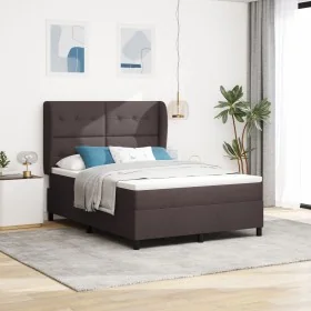 Cama Box Spring con colchón - Marrón oscuro
