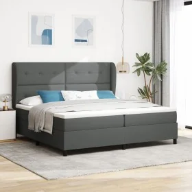 Cama Box Spring con Colchón en Gris Oscuro