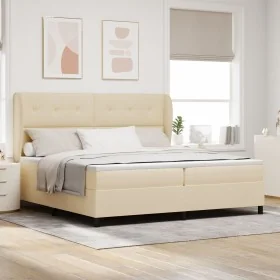Cama con somier y colchón - Crema, 200x200 cm de