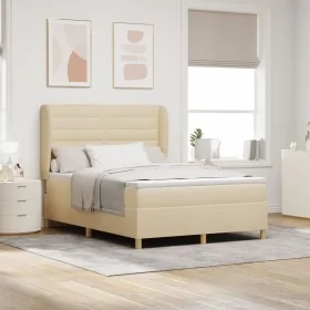 Cama con Colchón Crema 140x190 cm Tela