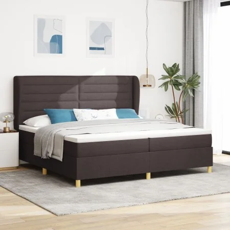 Cama con somier y colchón marrón oscuro 200x200 cm de tela von , Betten und Lattenroste - Ref: Foro24-3340714, Preis: 714,59 ...