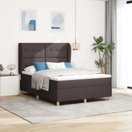 Cama tipo box spring con colchón marrón oscuro 140x190 cm tela | Foro24.es | Tu tienda online para hogar, jardín y más Foro24.es