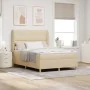 Cama con somier y colchón Crema 140x190 cm Tela von , Betten und Lattenroste - Ref: Foro24-3340751, Preis: 521,00 €, Rabatt: %