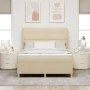 Cama con somier y colchón Crema 140x190 cm Tela von , Betten und Lattenroste - Ref: Foro24-3340751, Preis: 521,00 €, Rabatt: %