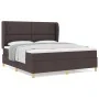 Cama Box Spring con colchón marrón oscuro 180x200 cm tela de , Camas y somieres - Ref: Foro24-3340770, Precio: 648,49 €, Desc...