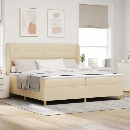 Cama con somier y colchón, crema, 200x200 cm, tela von , Betten und Lattenroste - Ref: Foro24-3340779, Preis: 651,48 €, Rabat...