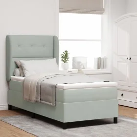 Cama con somier y colchón Gris Claro 90x200 cm