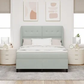 Cama con Base y Colchón Gris Claro 160x200 cm Terciopelo by , Beds and slatted bases - Ref: Foro24-3340934, Price: 552,22 €, ...