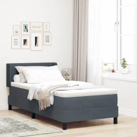 Cama Box Spring con Colchón Gris Oscuro 90x200 cm Terciopelo by , Beds and slatted bases - Ref: Foro24-3341451, Price: 302,00...