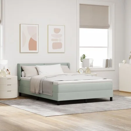Cama con base de resortes y colchón gris claro 140x190 cm terciopelo | Foro24.es | Tu tienda online para hogar, jardín y más Foro24.es