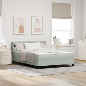 Cama Box Spring con Colchón Gris Claro 140x200 cm