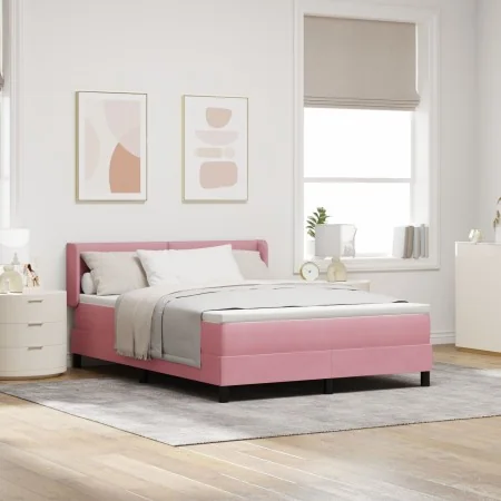 Cama con somier y colchón Rosa 140x200 cm Terciopelo by , Beds and slatted bases - Ref: Foro24-3341473, Price: 422,90 €, Disc...
