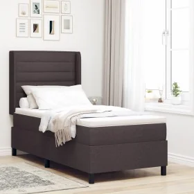 Cama con somier y colchón Marrón Oscuro 100x200 cm Tela by , Beds and slatted bases - Ref: Foro24-3341570, Price: 387,38 €, D...
