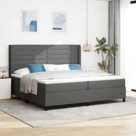 Cama con somier y colchón Gris Oscuro 200x200 cm