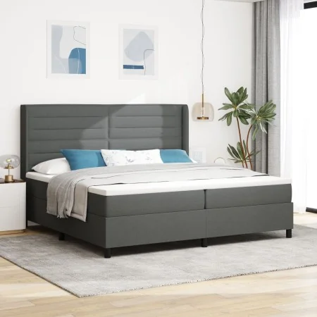 Cama con somier y colchón Gris Oscuro 200x200 cm Tela by , Beds and slatted bases - Ref: Foro24-3341603, Price: 706,10 €, Dis...