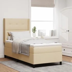 Cama con Box Spring y Colchón Crema 100x200 cm