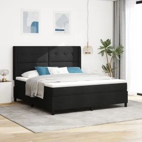 Cama con somier y colchón Negro 180x200 cm Tela de , Camas y somieres - Ref: Foro24-3341660, Precio: 654,38 €, Descuento: %