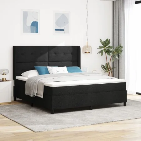 Cama con somier y colchón Negro 180x200 cm Tela by , Beds and slatted bases - Ref: Foro24-3341660, Price: 654,38 €, Discount: %