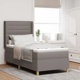 Cama con somier y colchón Taupe 100x200 cm Tela