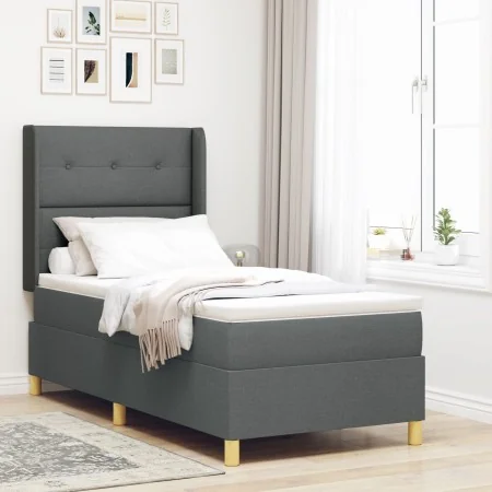 Cama con somier y colchón Gris Oscuro 100x200 cm Tela von , Betten und Lattenroste - Ref: Foro24-3341820, Preis: 383,99 €, Ra...