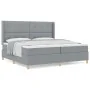 Cama Box Spring con Colchón Gris Claro 200x200 cm Tela | Foro24.es | Tu tienda online para hogar, jardín y más Foro24.es