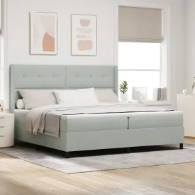 Cama con Box Spring y Colchón Gris Claro 200x200 cm Terciopelo de , Camas y somieres - Ref: Foro24-3342026, Precio: 646,75 €,...