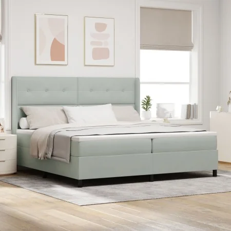 Cama con Box Spring y Colchón Gris Claro 200x200 cm Terciopelo de , Camas y somieres - Ref: Foro24-3342026, Precio: 646,75 €,...