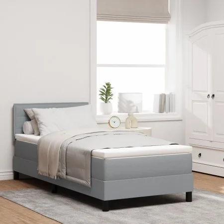 Marco de cama con colchón Gris claro Tela 100 x 200 cm Cama von , Betten und Lattenroste - Ref: Foro24-3342107, Preis: 338,18...