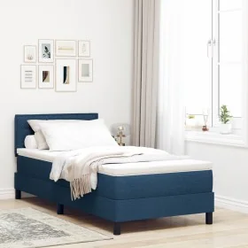 Estructura de Cama con Colchón Azul Tela 100 x