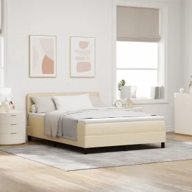 Marco de Cama con Colchón Beige Tela 160 x 200 cm