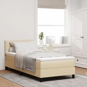 Marco de Cama con Colchón Beige Tela 90 x 200 cm