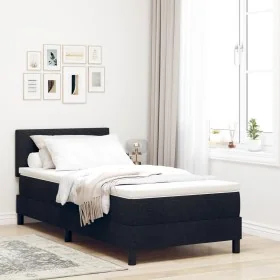 Marco de Cama con Colchón Negro Azabache, Blanco