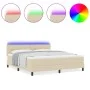 Cama Box Spring con Colchón & LED Crema 180x200 cm Tela | Foro24.es | Tu tienda online para hogar, jardín y más Foro24.es