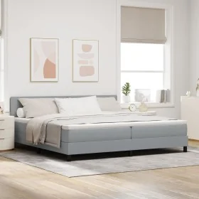Estructura de Cama con Colchón Gris Claro Tela 200 x 200 cm by , Beds and slatted bases - Ref: Foro24-3342233, Price: 612,78 ...
