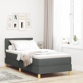 Cama con Box Spring con Colchón y Luz LED Gris