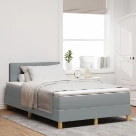 Cama Box Spring con Colchón y Luz LED Gris Claro