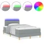 Cama Box Spring con Colchón y Luz LED Gris Claro 120x200 cm Tela | Foro24.es | Tu tienda online para hogar, jardín y más Foro24.es
