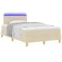Cama con somier con colchón y LED crema 120x200 cm tela de , Camas y somieres - Ref: Foro24-3342357, Precio: 396,87 €, Descue...