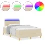Cama con somier con colchón y LED crema 120x200 cm tela de , Camas y somieres - Ref: Foro24-3342357, Precio: 396,87 €, Descue...