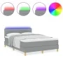 Cama con somier con colchón y LED Gris claro 140x190 cm Tela by , Beds and slatted bases - Ref: Foro24-3342359, Price: 471,11...
