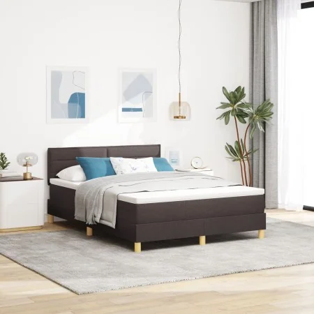 Cama Box Spring con Colchón y LED Marrón Oscuro 140x190 cm Tela | Foro24.es | Tu tienda online para hogar, jardín y más Foro24.es