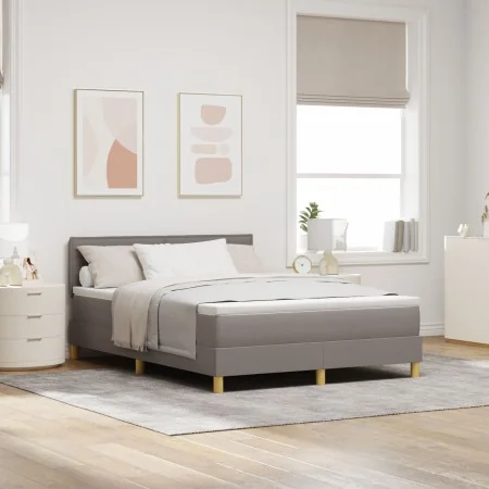 Cama Box Spring con Colchón y LED Taupe 140x190 cm Tela | Foro24.es | Tu tienda online para hogar, jardín y más Foro24.es