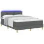 Cama con Box Spring con Colchón y LED Gris Oscuro 140x200 cm Tela by , Beds and slatted bases - Ref: Foro24-3342367, Price: 4...