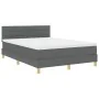Cama con Box Spring con Colchón y LED Gris Oscuro 140x200 cm Tela by , Beds and slatted bases - Ref: Foro24-3342367, Price: 4...