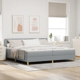 Cama con Base con Colchón y Luz LED Gris Claro
