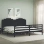 Estructura de cama con cabecero madera maciza negro 200x200 cm de vidaXL, Camas y somieres - Ref: Foro24-3194205, Precio: 196...