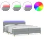 Cama con Base con Colchón y Luz LED Gris Claro 200x200 cm Tela | Foro24.es | Tu tienda online para hogar, jardín y más Foro24.es
