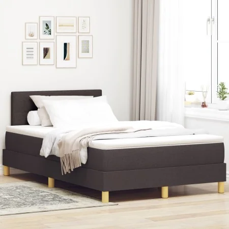 Cama con somier con colchón y LED marrón oscuro 120x200 cm tela | Foro24.es | Tu tienda online para hogar, jardín y más Foro24.es
