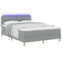 Cama con Box Spring con Colchón & Luz LED Gris Claro 140x190 cm Tela by , Beds and slatted bases - Ref: Foro24-3342436, Price...